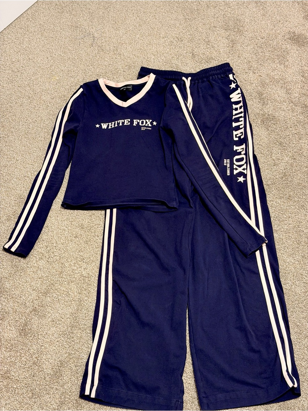 White Fox Navy Track Pants & Top Set